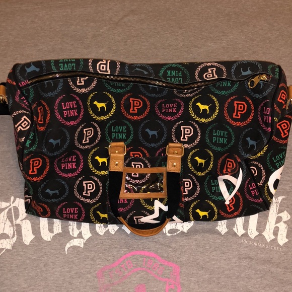 VS PINK Vintage Style Monogram Duffel Bag RARE - Picture 3 of 15